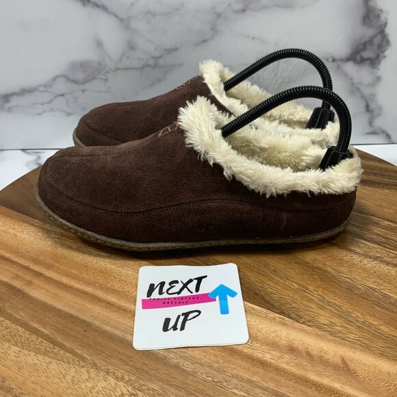 Columbia Men's Brown Shearling Warm Winter House Slip On Slippers size 7 - Picture 1 of 9